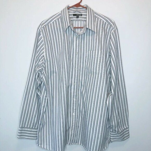Murano Men XL Gray White Stripe Long Sleeve Button - Picture 1 of 6